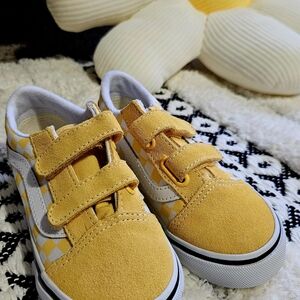 Vans Yellow Checkered Kids Sneakers